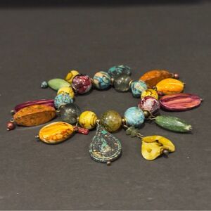 Topical Inspired Mixed Materials Stretchy Beaded Bracelet